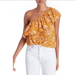 MADEWELL Yellow Silk One Shoulder Top size Large